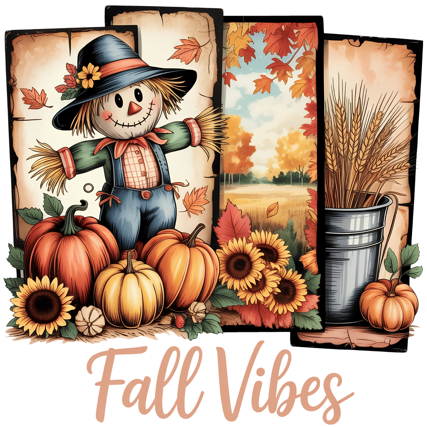 Fall Vibes Scarecrow Direct to Film Ready to Press Heat Transfers