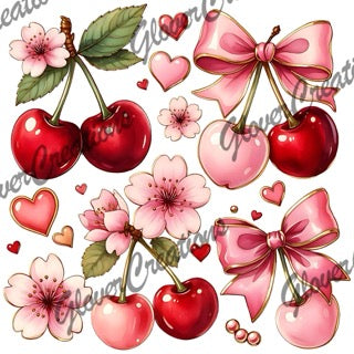 Cherry Flowers Direct to Film Ready to Press Heat Transfers