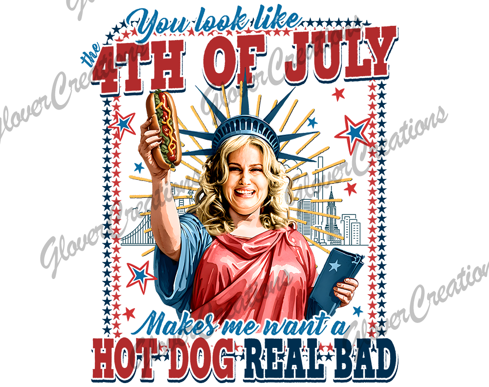 Hot Dog Real Bad 4th of July Direct to Film Ready to Press Heat Transfer