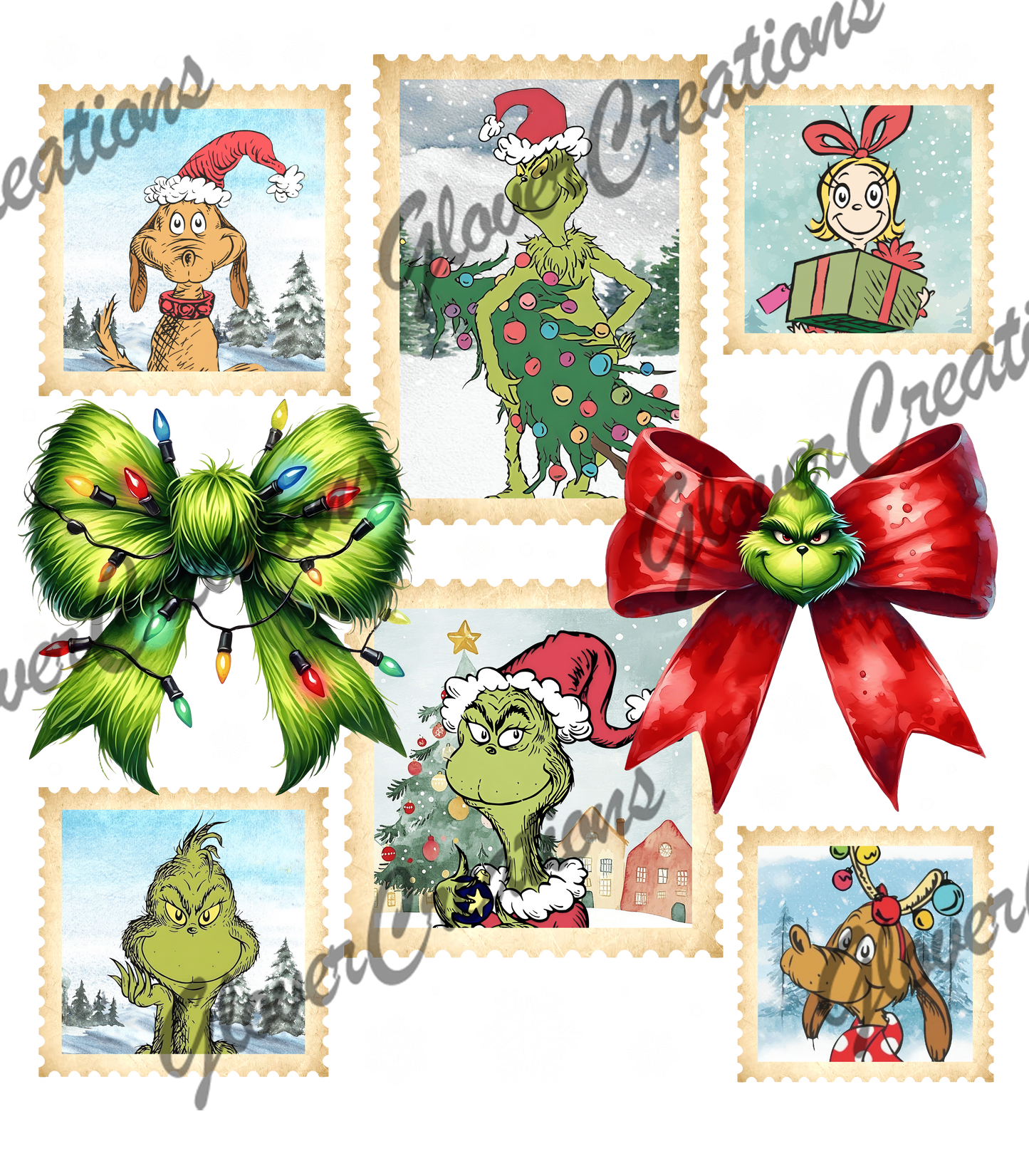 Christmas Cartoon Collage Direct to Film Ready to Press Heat Transfers
