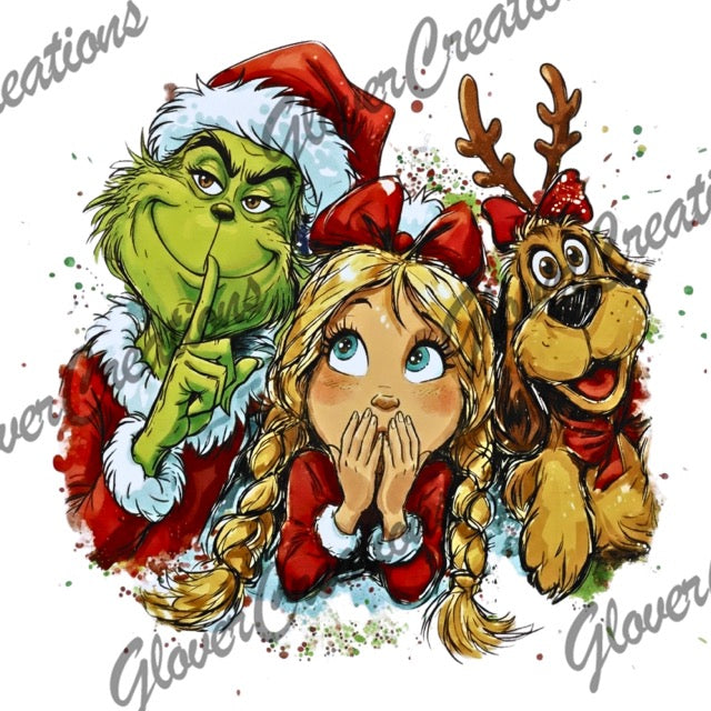 Grinch Trio Direct to Film Ready to Press Heat Transfers