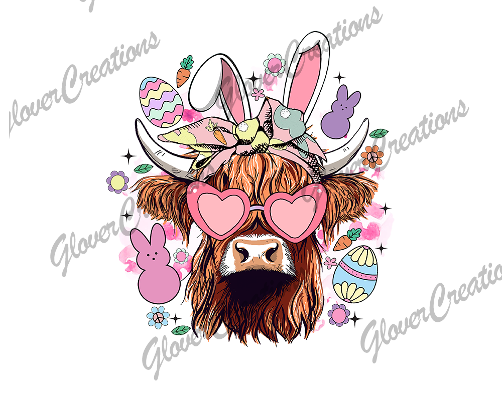 Easter Cow Direct to Film Ready to Press Heat Transfers