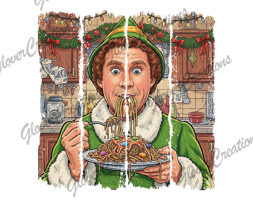 Elf Spaghetti Direct to Film Ready to Press Heat Transfers