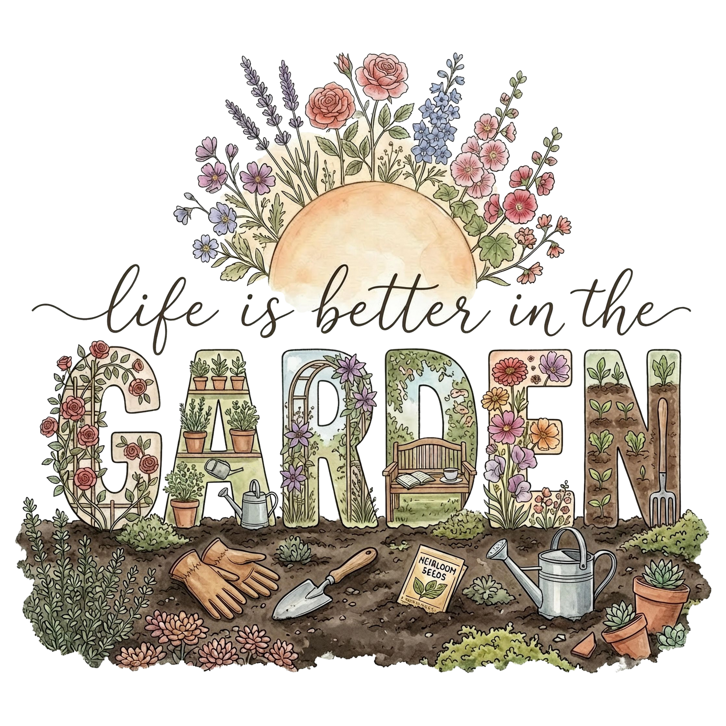Garden Life Direct to Film Ready to Press Heat Transfers