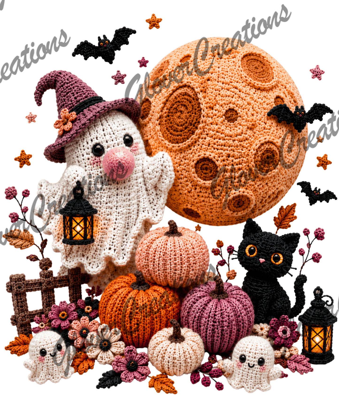 Faux Yarn Halloween Direct to Film Ready to Press Heat Transfers