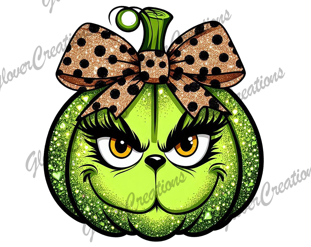 Grinch Pumpkin Cheetah Bow Direct to Film Ready to Press Heat Transfers