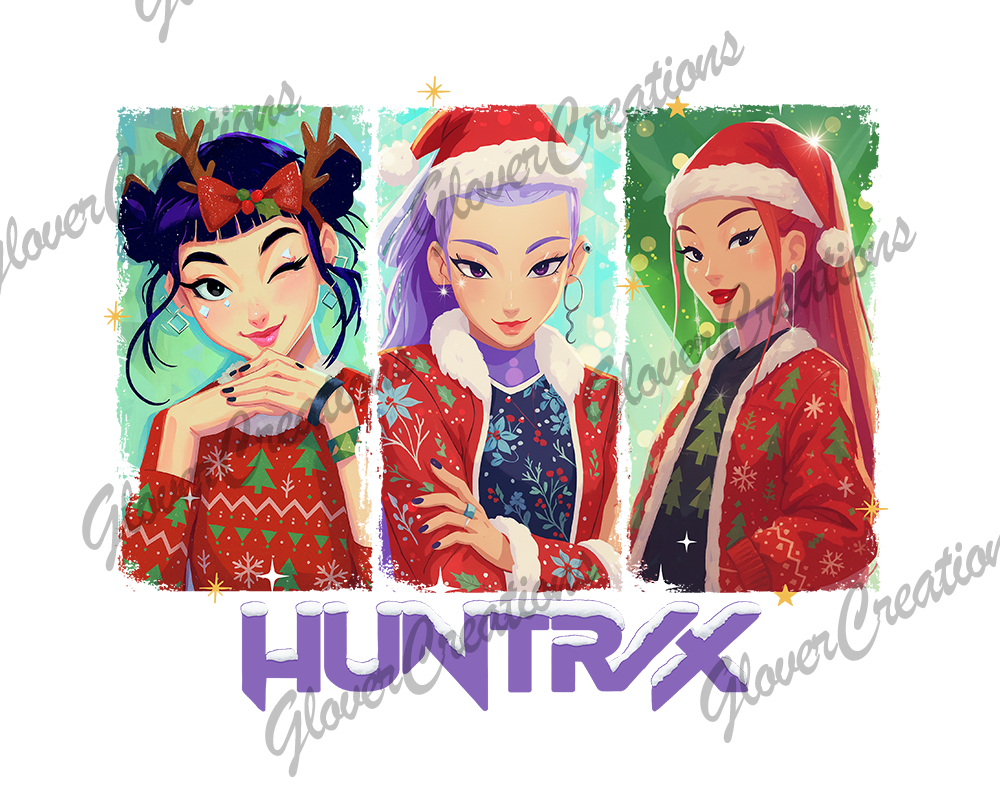 Huntrix Christmas Direct to Film Ready to Press Heat Transfers