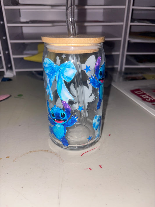 Stitch Character 16oz Glass Tumbler