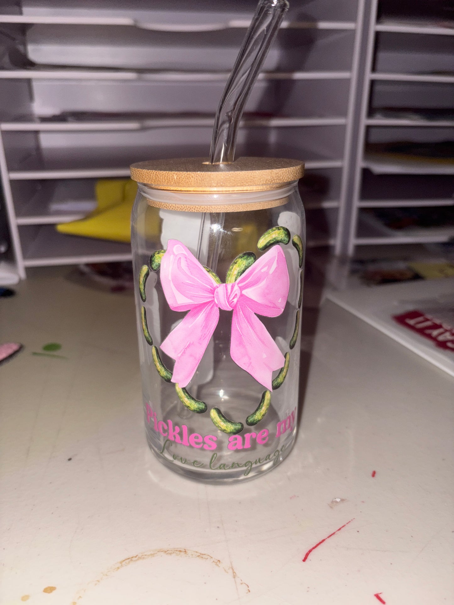 Pickles are my love language 16oz Glass Tumbler