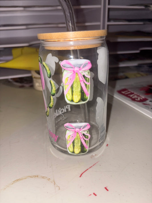 Pickles are my love language 16oz Glass Tumbler