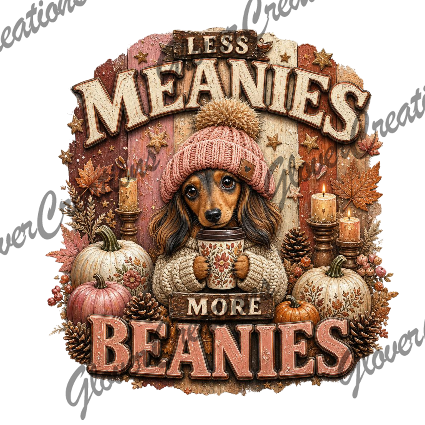 Meanies with Beanies Dog Direct to Film Ready to Press Heat Transfers