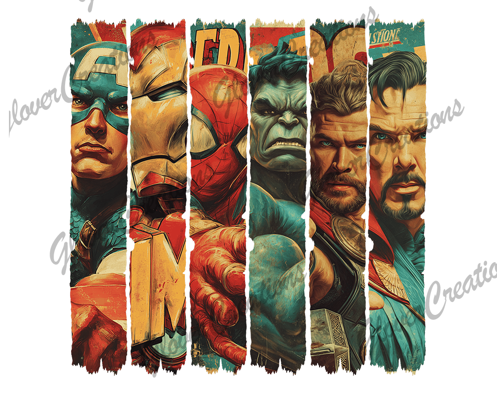 Super Heros Direct to Film Ready to Press Heat Transfers