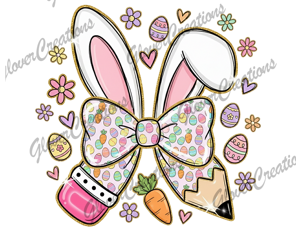 Pencil Easter Direct to Film Ready to Press Heat Transfers
