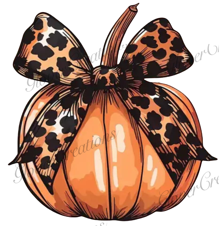 Cheetah Bow Pumpkin Direct to Film Ready to Press Heat Transfers