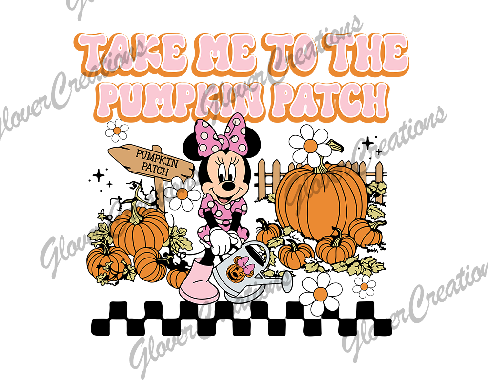 Child Size Take me to the Pumpkin Patch Mouse Direct to Film Ready to Press Heat Transfers