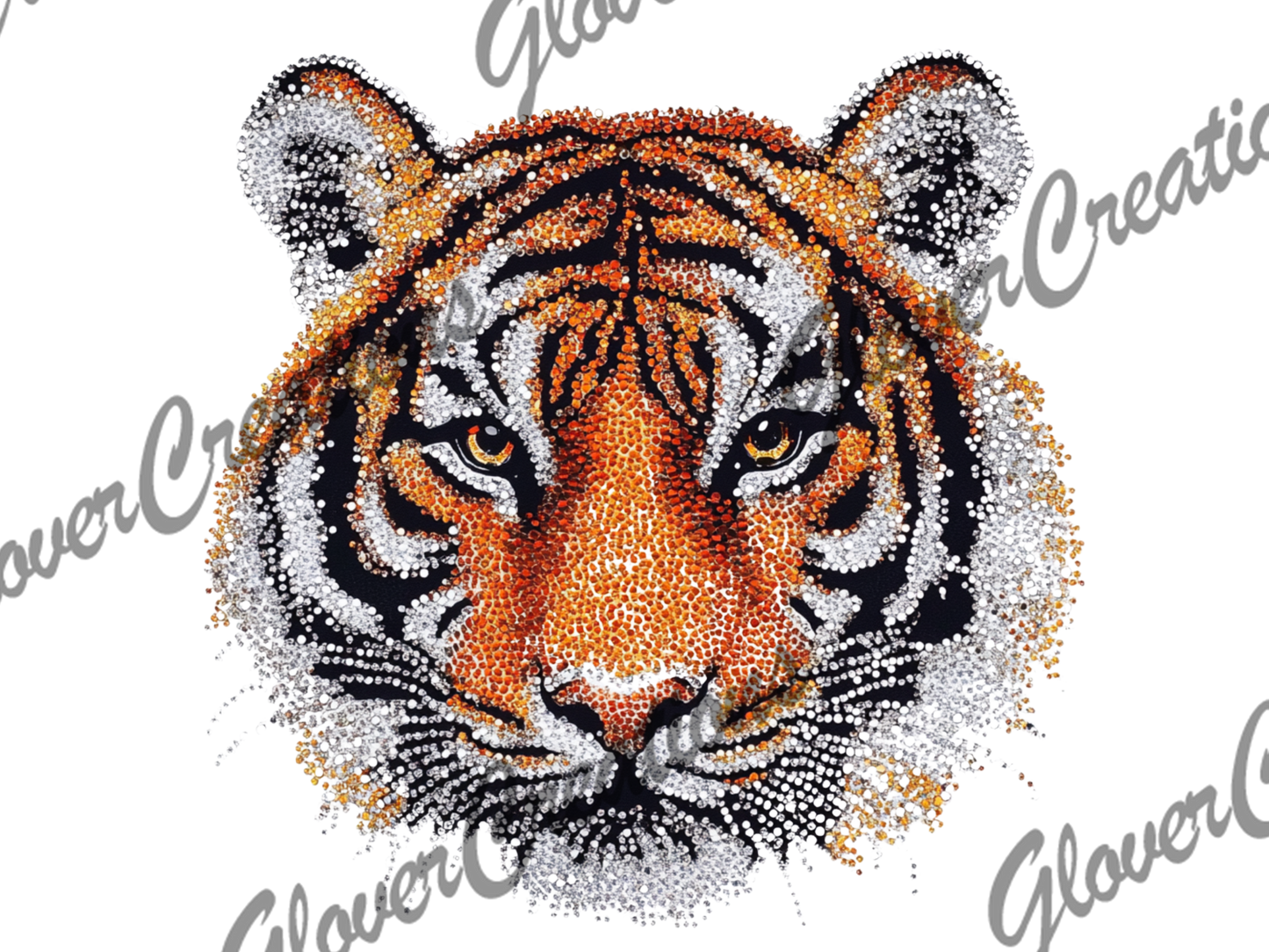 Rhinestone Tiger Direct to Film Ready to Press Heat Transfers