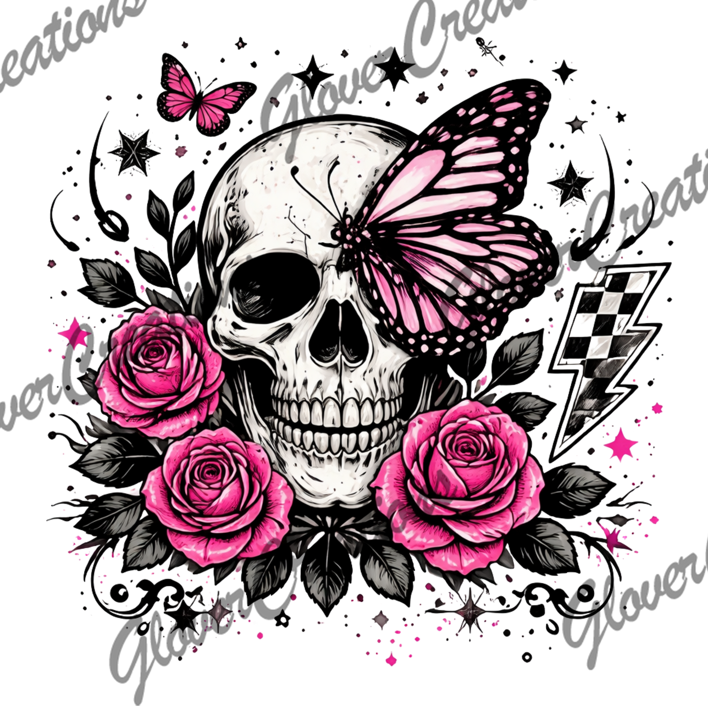 Butterfly Skull Direct to Film Ready to Press Heat Transfers
