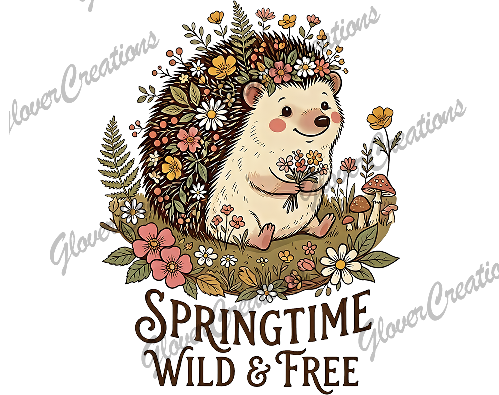 Springtime Hedgehog Direct to Film Ready to Press Heat Transfers