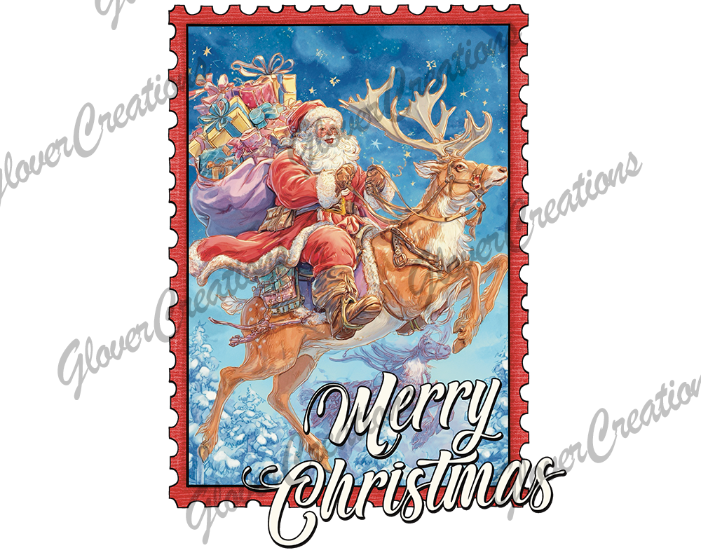 Santa Stamp Christmas Direct to Film Ready to Press Heat Transfers