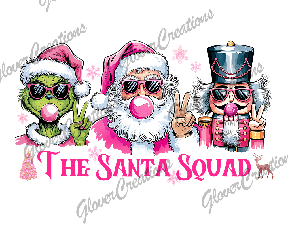 The Santa Squad Direct to Film Ready to Press Heat Transfers