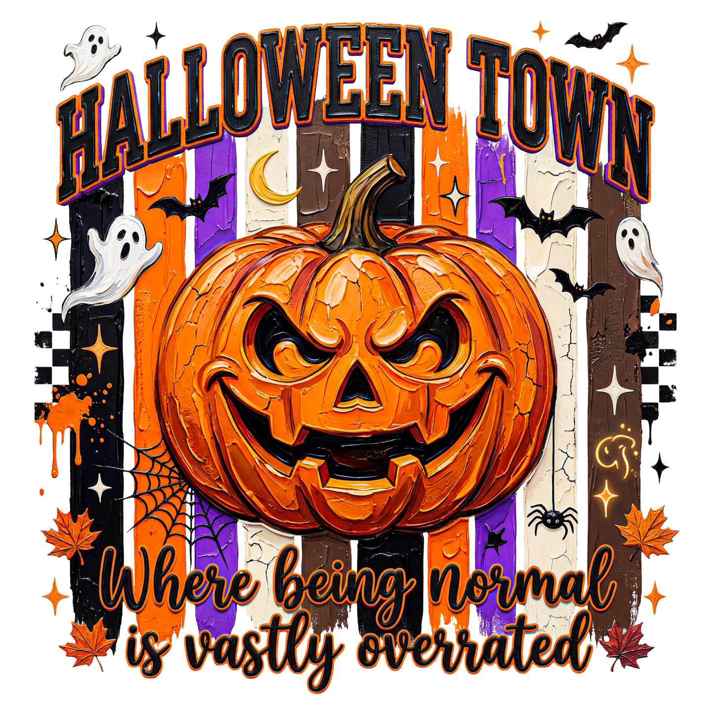 Halloween Pumpkin Town Direct to Film Ready to Press Heat Transfers