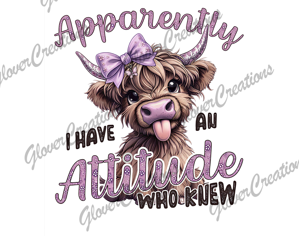 Attitude Cow Direct to Film Ready to Press Heat Transfers