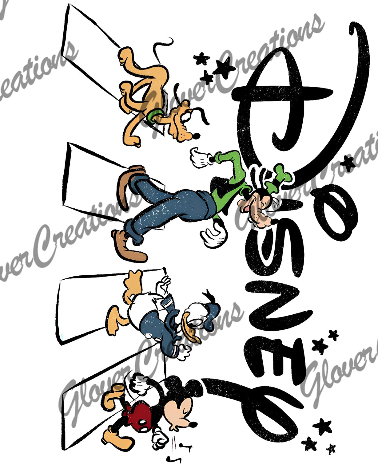 Funny Cartoon Friends Crossing the Road