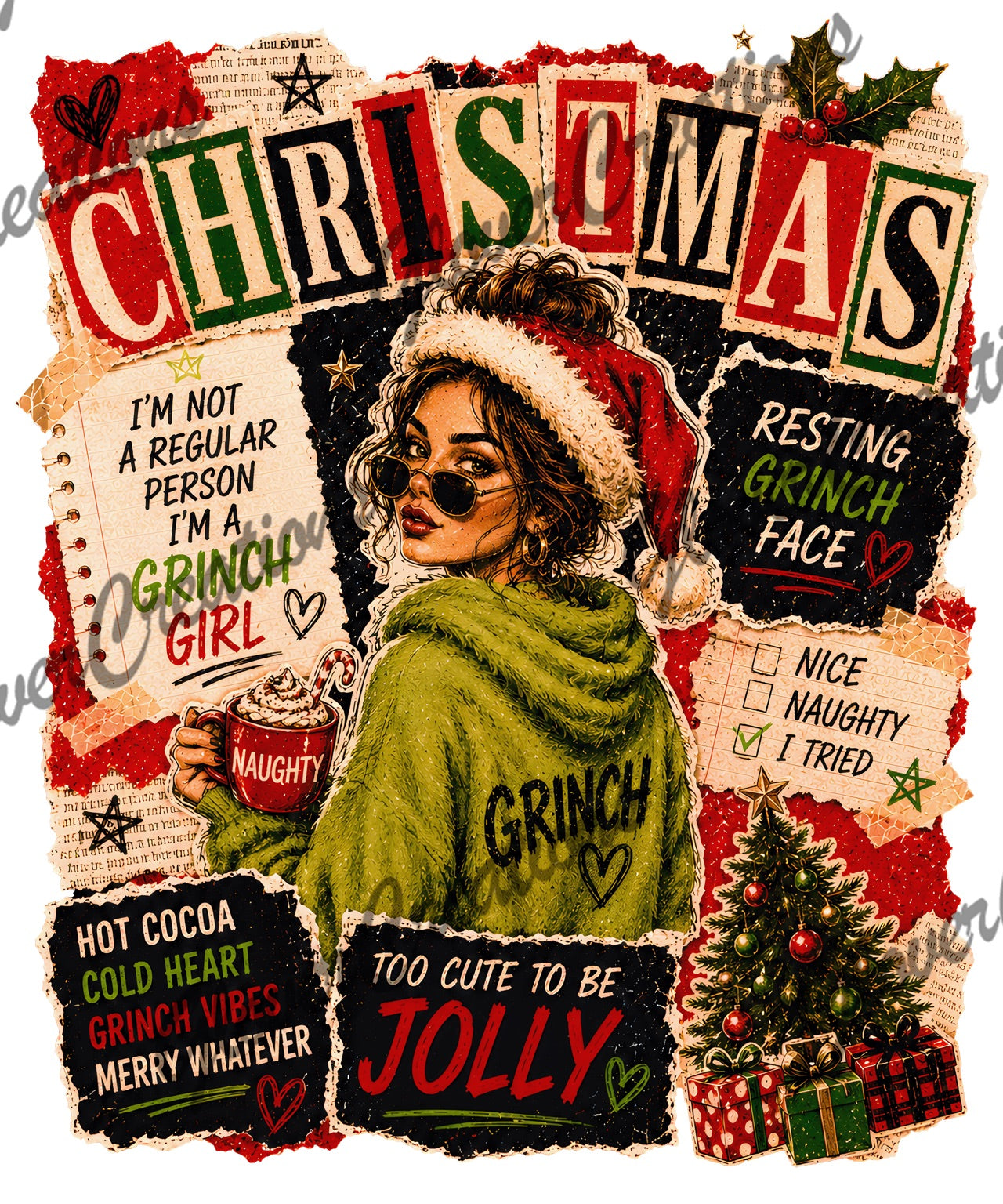 Sassy Christmas Grinch Girl Collage