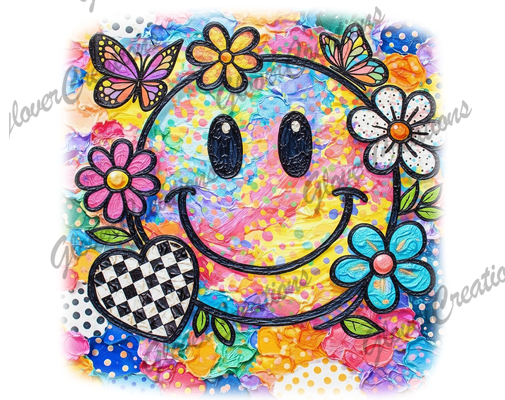 Colorful Smiley Direct to Film Ready to Press Heat Transfers