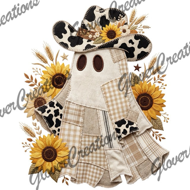 Cowgirl Ghostie Direct to Film Ready to Press Heat Transfers