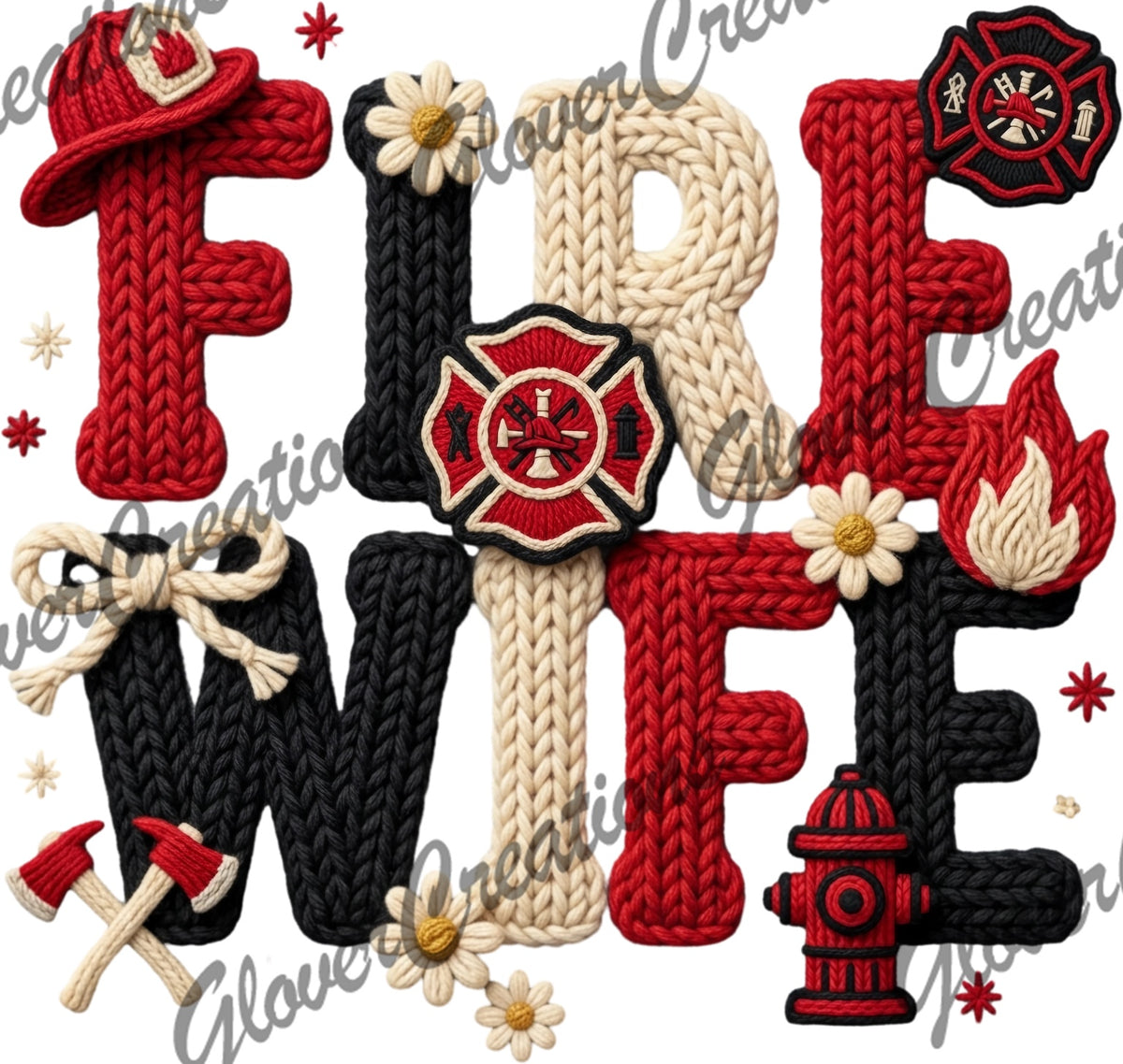 Fire Wife Faux Knit Direct to Film Ready to Press Heat Transfers