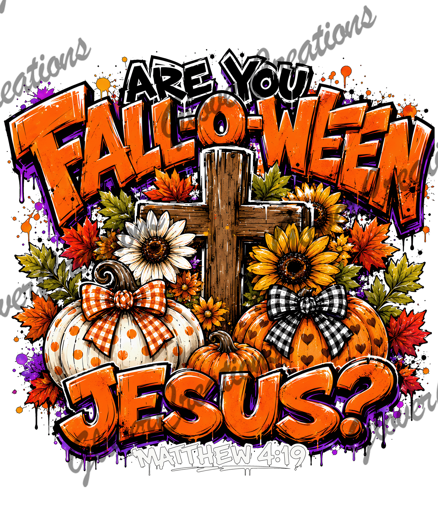 Fall-O-Ween Jesus Direct to Film Ready to Press Heat Transfers