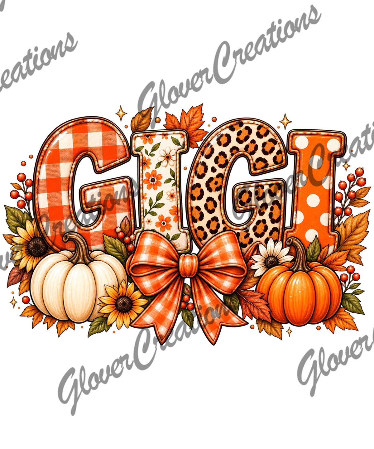 Gigi fall pumpkins and bow DTF heat transfer