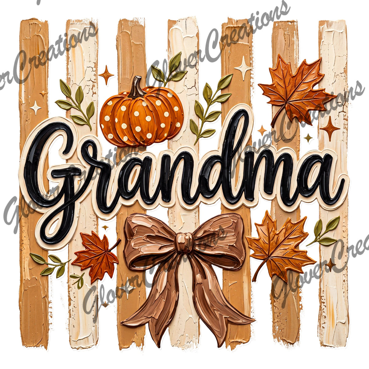 Grandma Fall Pumpkin Bow Direct to Film Ready to Press Heat Transfers