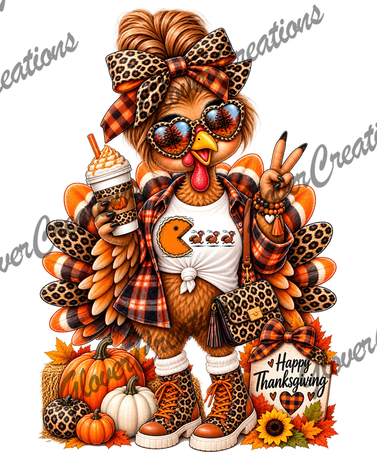 Happy Thanksgiving fashionable turkey heat transfer design