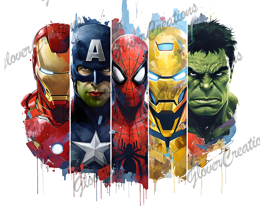 Hero Collage Direct to Film Ready to Press Heat Transfers