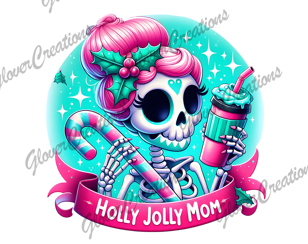 Holly Jolly Mom Direct to Film Ready to Press Heat Transfers
