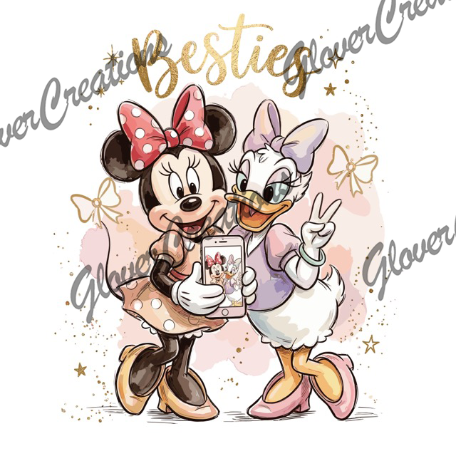 Cartoon Besties Direct to Film Ready to Press Heat Transfers