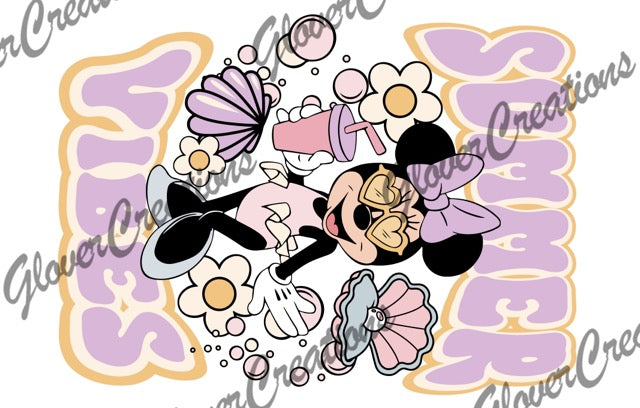 Minnie Summer Vibes Direct to Film Ready to Press Heat Transfers