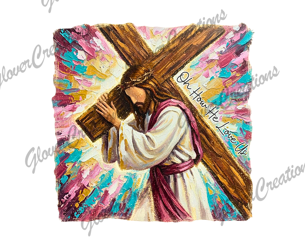 Jesus bearing cross Direct to Film Ready to Press Heat Transfers