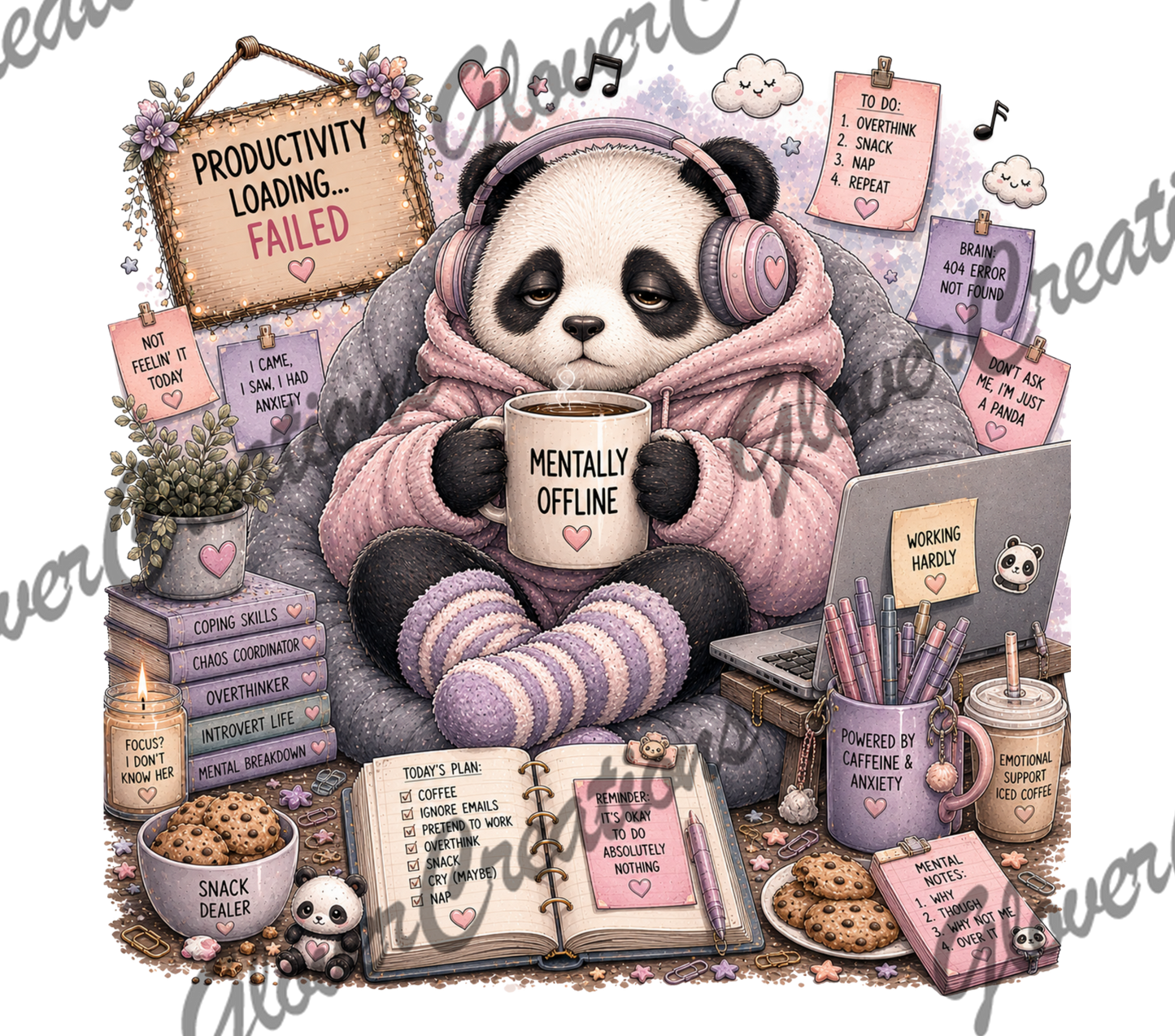 Laid Back Panda Direct to Film Ready to Press Heat Transfers