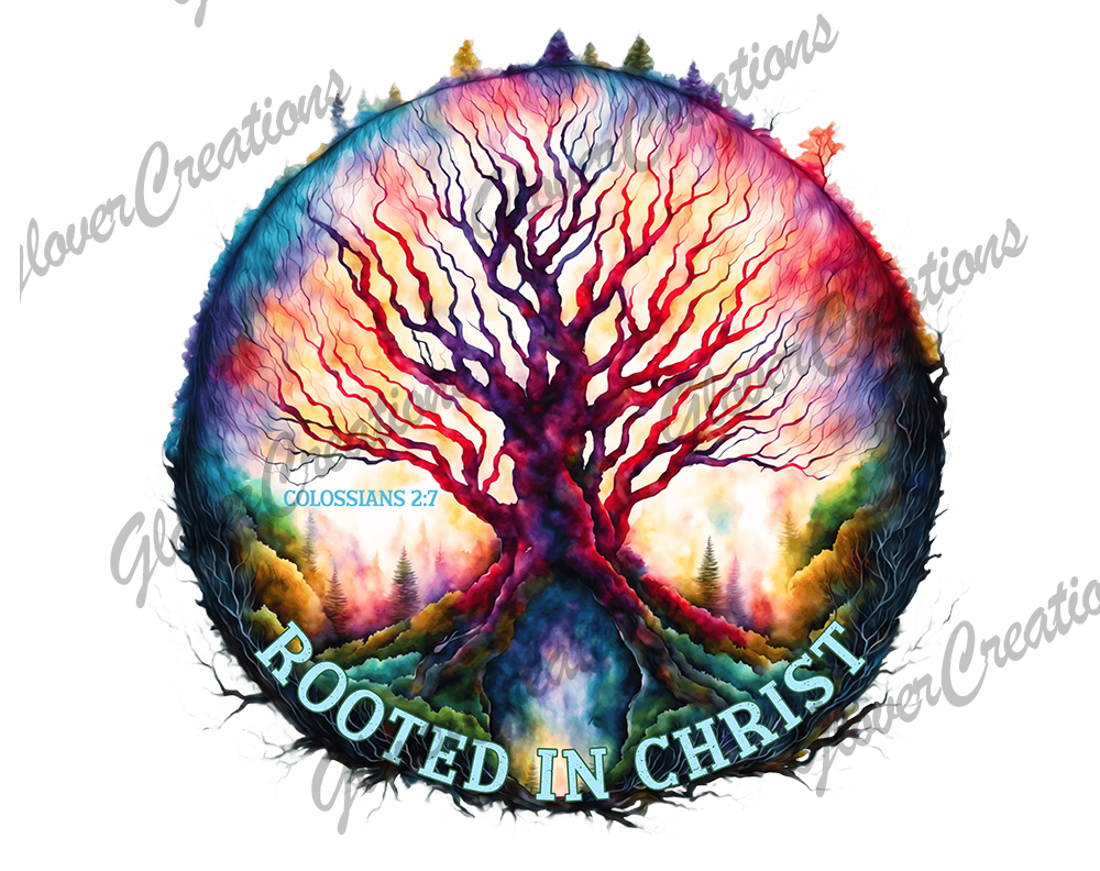 Rooted is Christ Direct to Film Ready to Press Heat Transfers