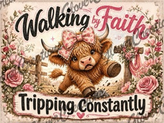 Walking By Faith Cow Direct to Film Ready to Press Heat Transfers