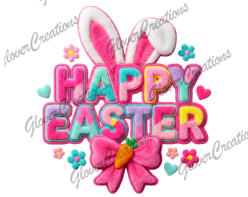 Soft Fur Happy Easter Direct to Film Ready to Press Heat Transfers