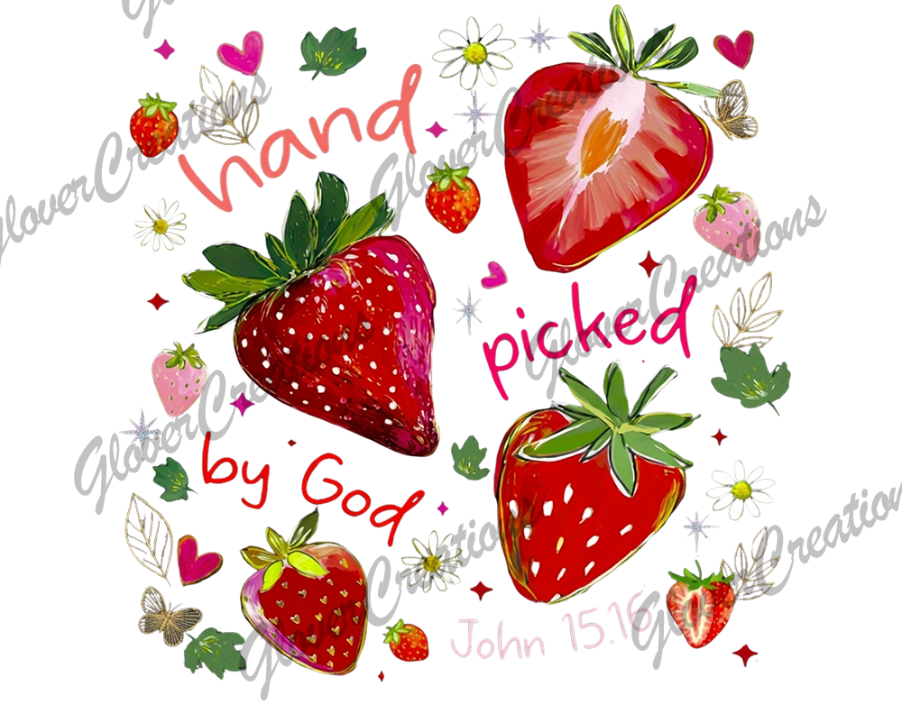 Strawberry Hand Picked Direct to Film Ready to Press Heat Transfers