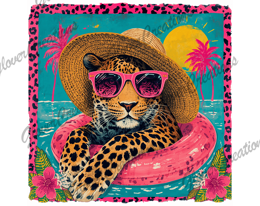 Summer Leopard Direct to Film Ready to Press Heat Transfer