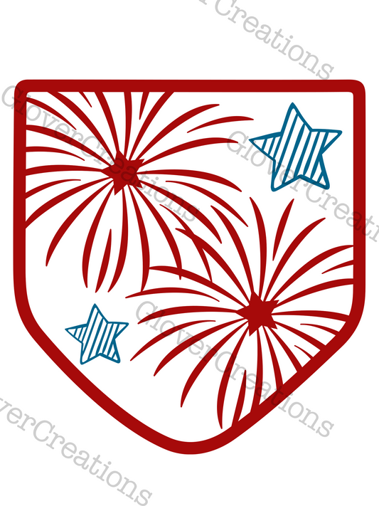 Pocket and Hat Size 4th of July Fireworks Direct to Film Ready to Press Heat Transfers