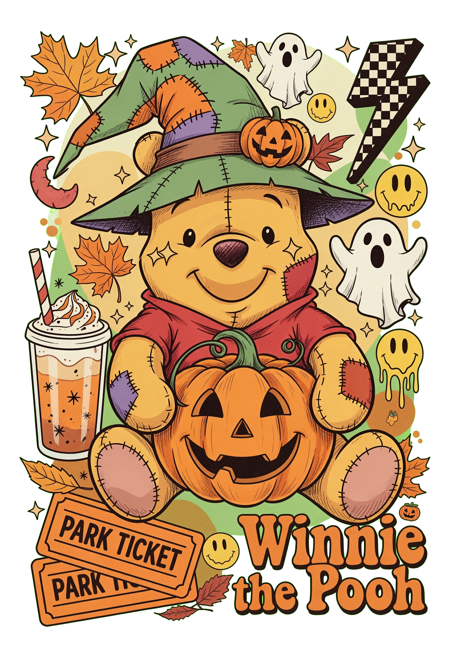 Pooh Pumpkin Direct to Film Ready to Press Heat Transfers