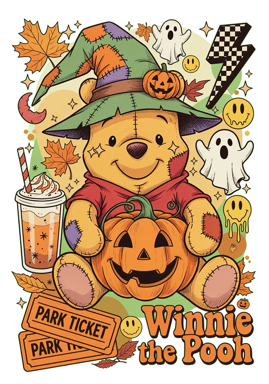 Pooh Pumpkin Direct to Film Ready to Press Heat Transfers