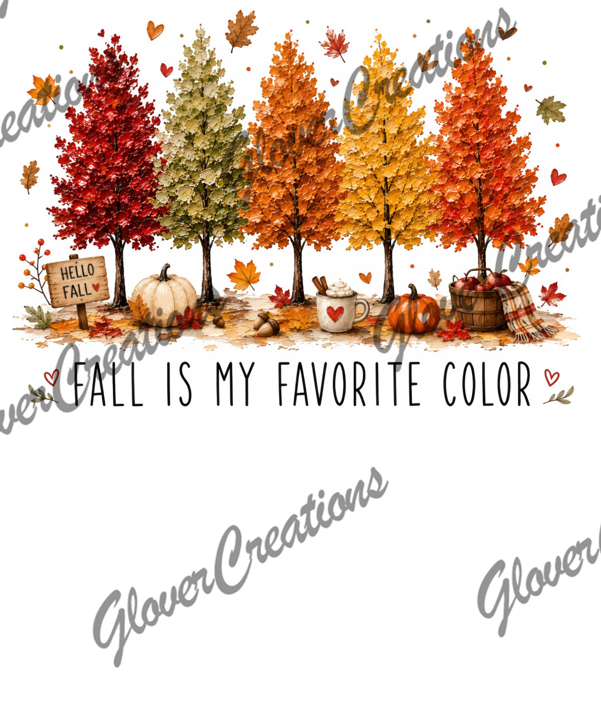 Fall Is My Favorite Color Autumn Trees Direct to Film Ready to Press Heat Transfers